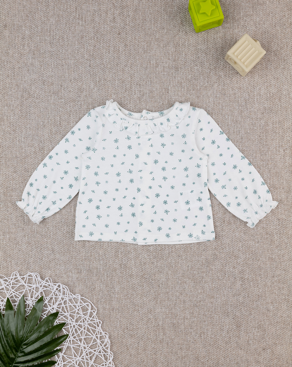 T-shirt maniche lunghe bimba bianco fiori