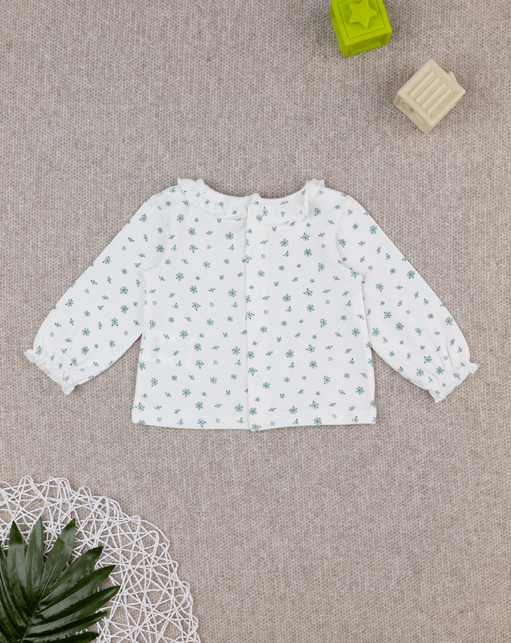 T-shirt maniche lunghe bimba bianco fiori