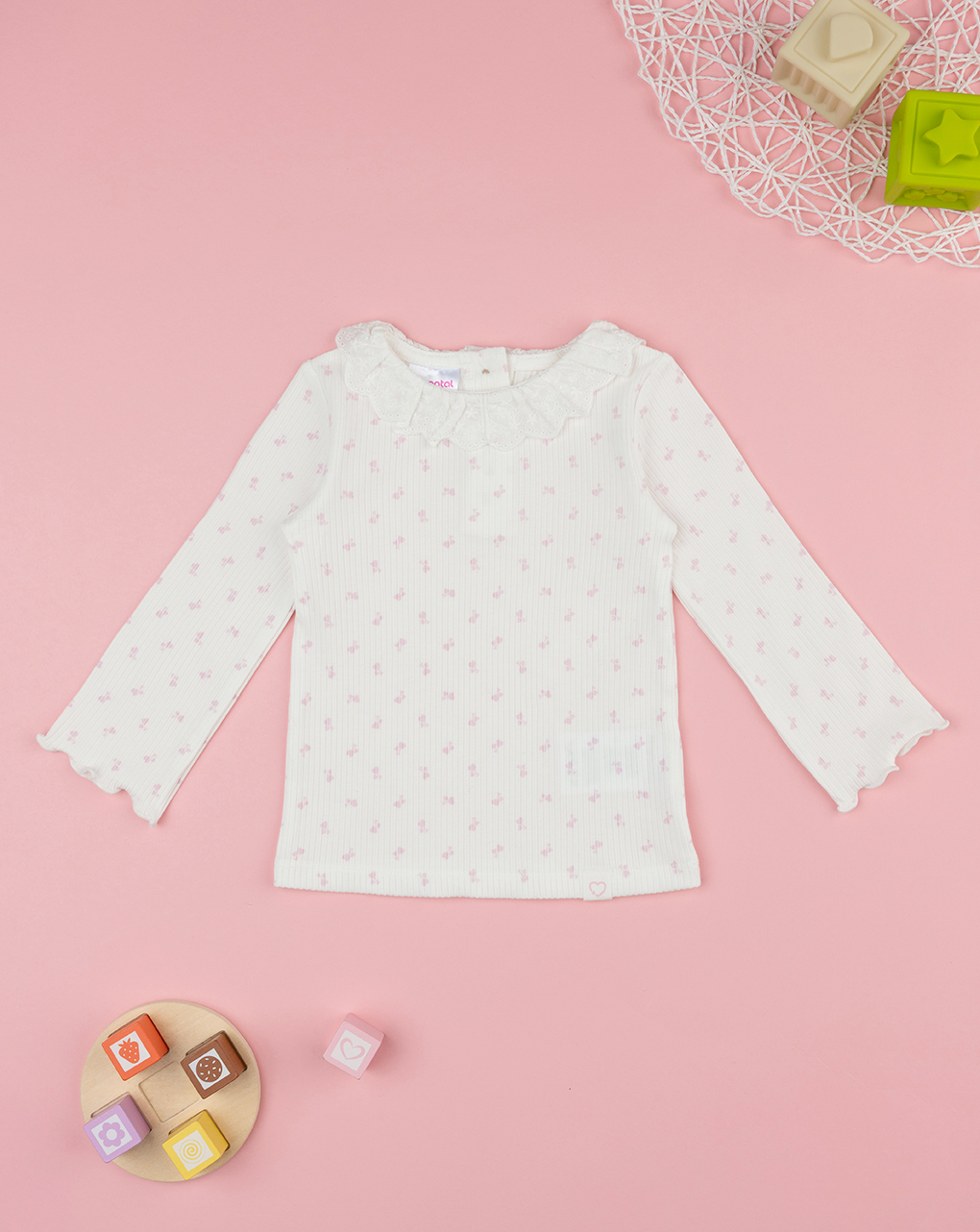 T-shirt coste bimba bianca allover