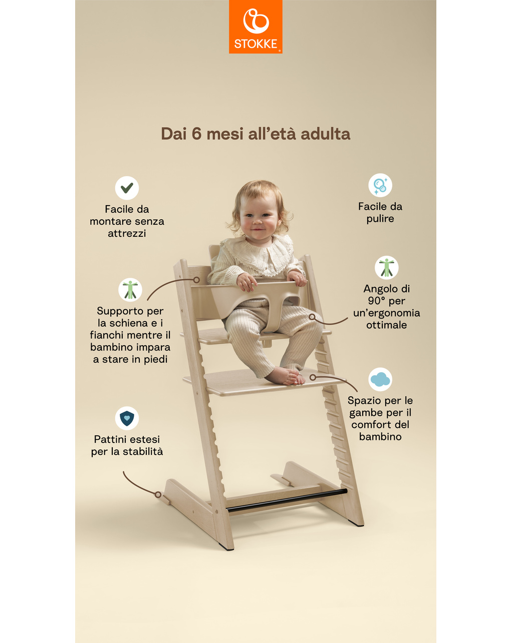 Pack seggiolone tripp trapp® naturale sedia + babyset - personalizzabile - stokke®