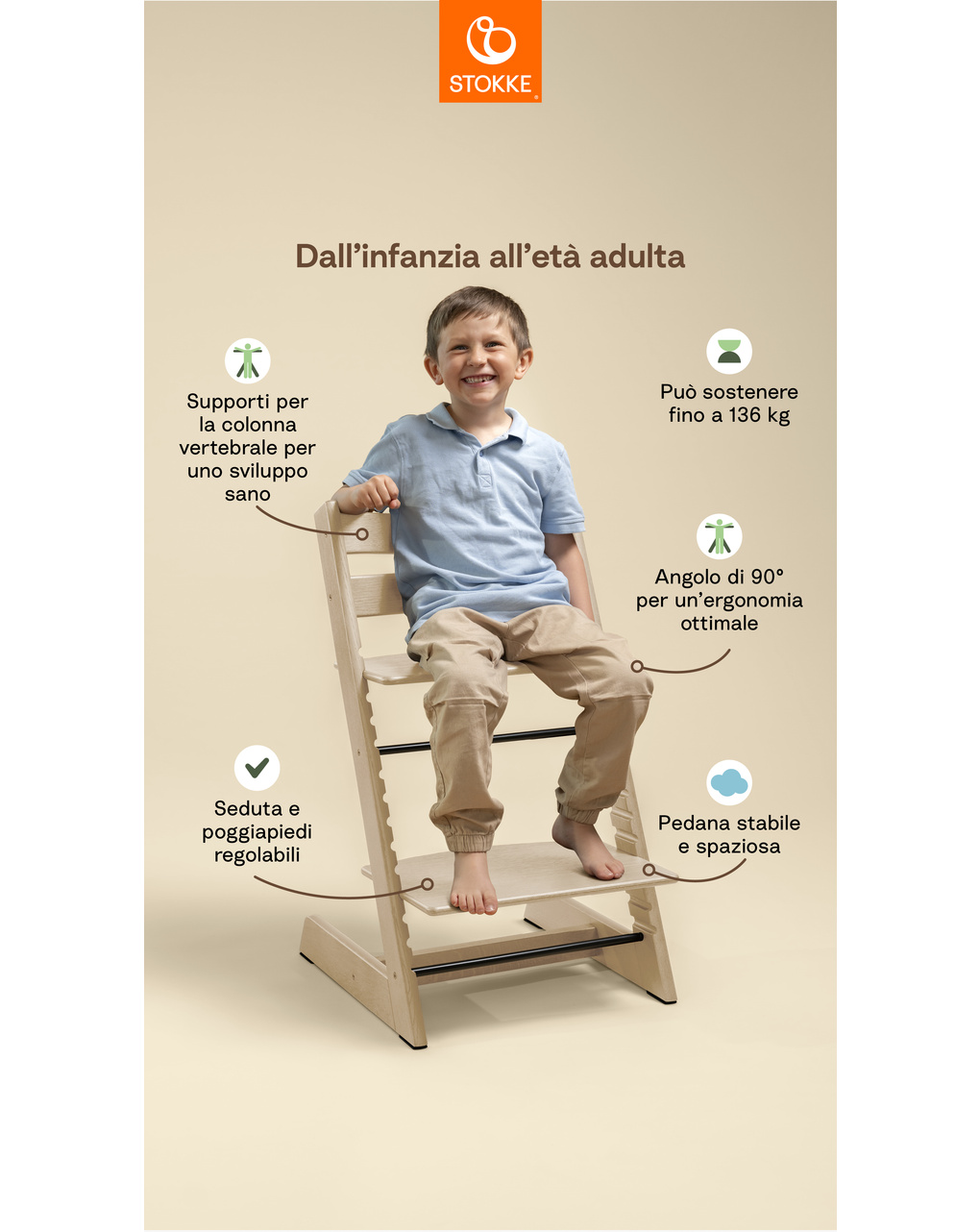 Pack seggiolone tripp trapp® naturale sedia + babyset - personalizzabile - stokke®