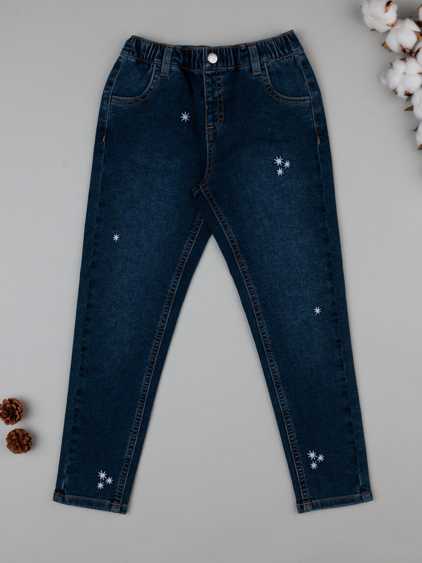 Pantalone denim bimba ricamato