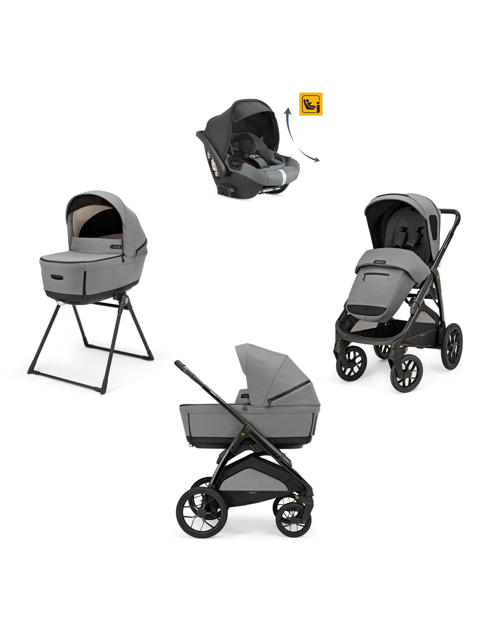 Aptica xt system quattro darwin recline colore canyon grey telaio nero - inglesina