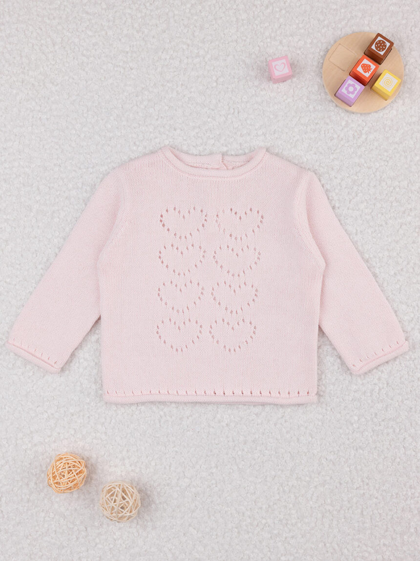 Maglia bimba rosa cuori traforati