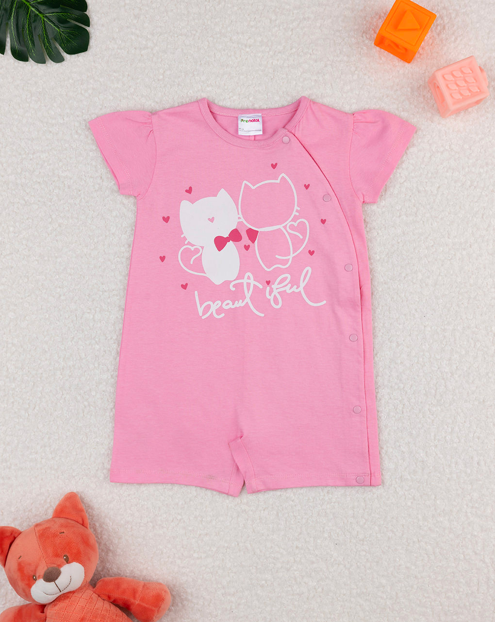 Pigiamone corto bimba rosa