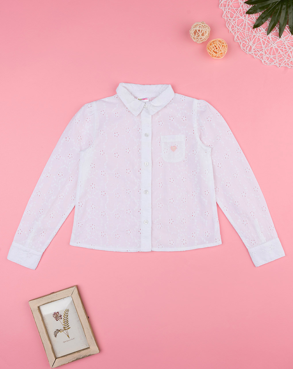 Camicia bimba sangallo bianco