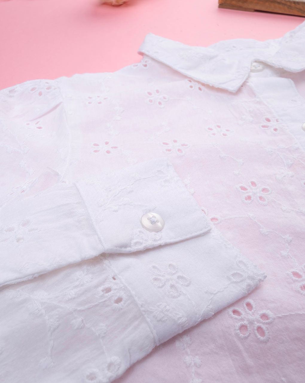 Camicia bimba sangallo bianco