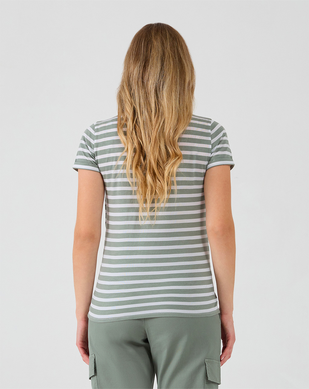 T-shirt premaman allattamento con stampa righe verdi