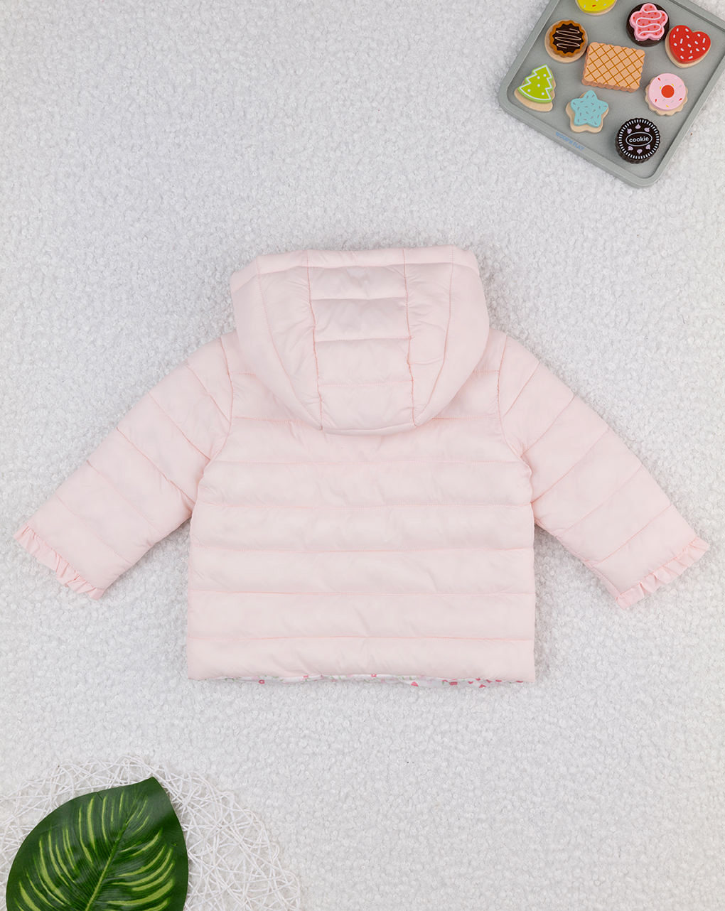 Piumino bimba rosa con cappuccio