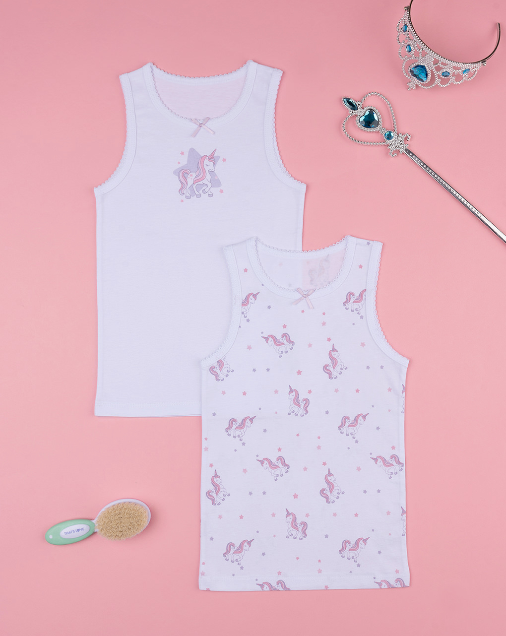 Pack 2 canotte bimba unicorno organic cotton