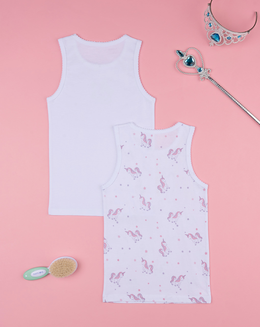 Pack 2 canotte bimba unicorno organic cotton