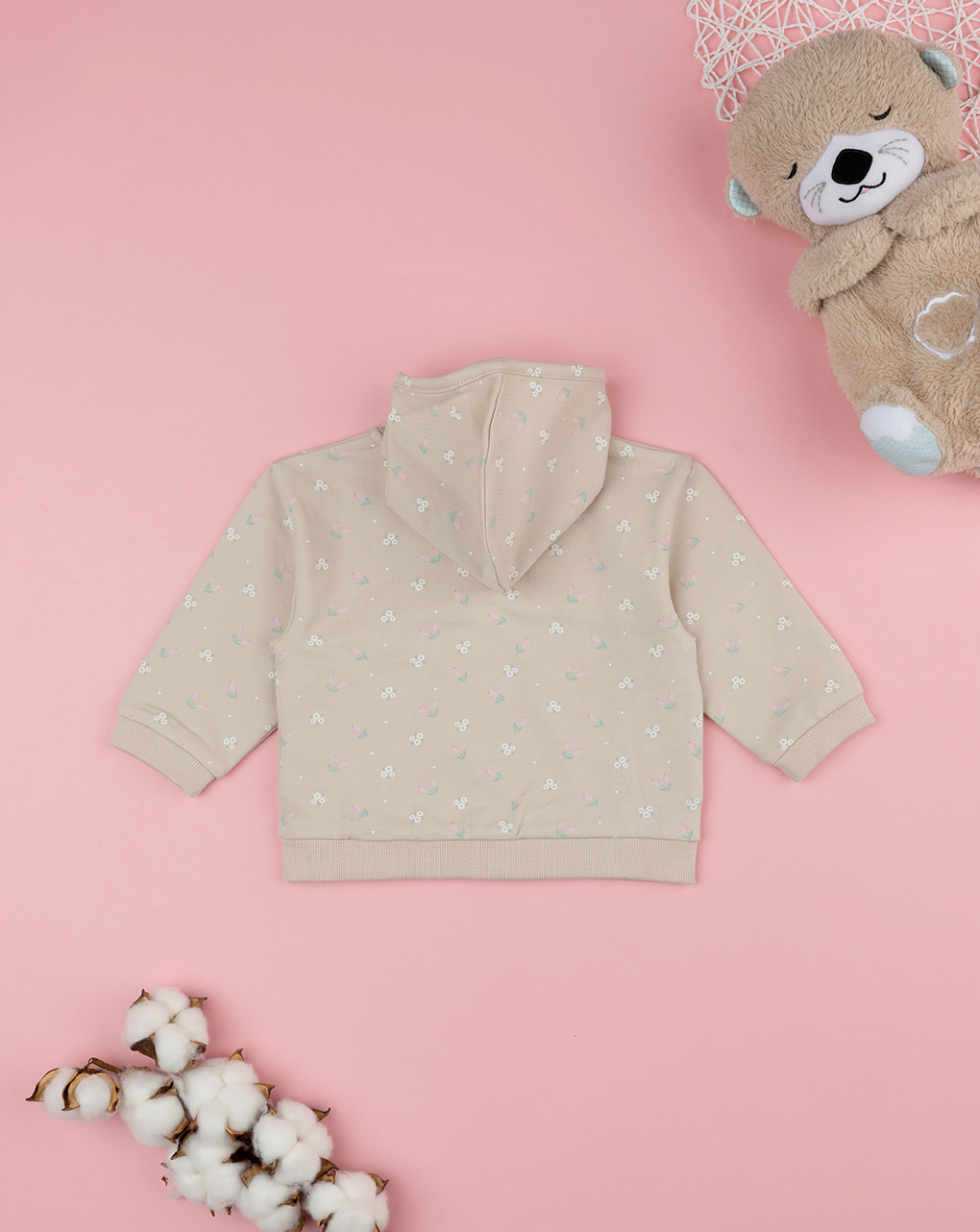 Felpa bimba marrone fiori allover
