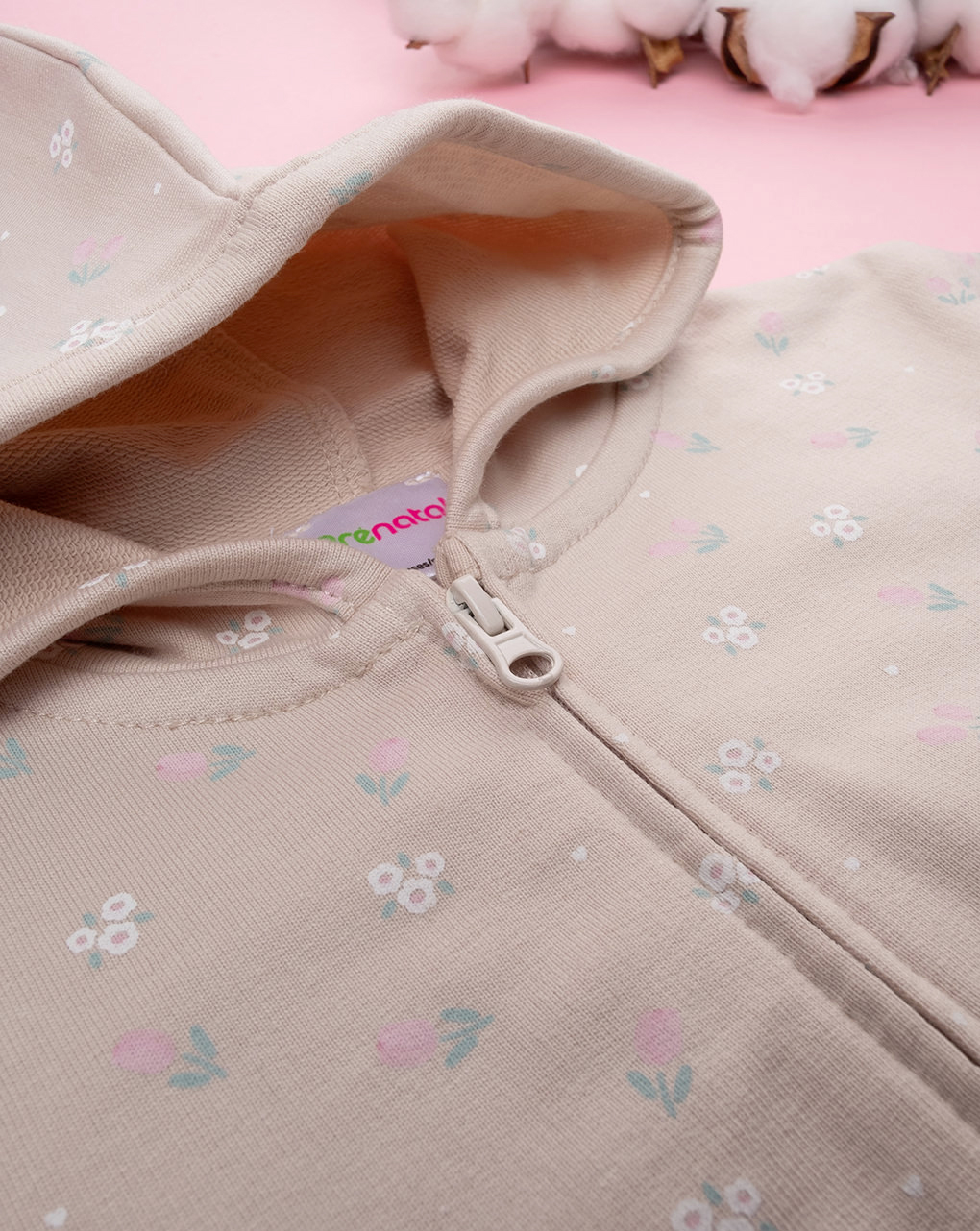 Felpa bimba marrone fiori allover
