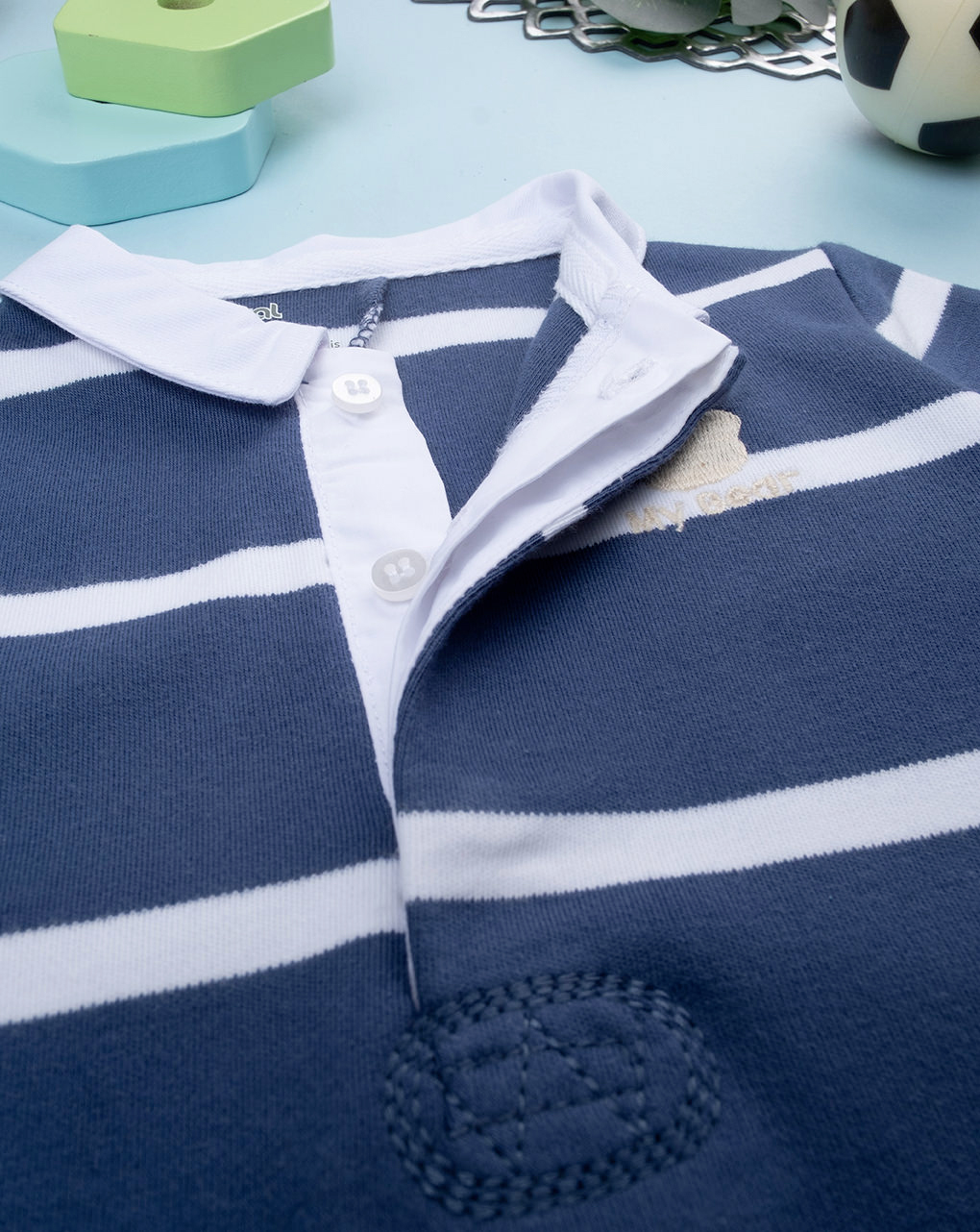Tutina neonato rigata blu/bianco