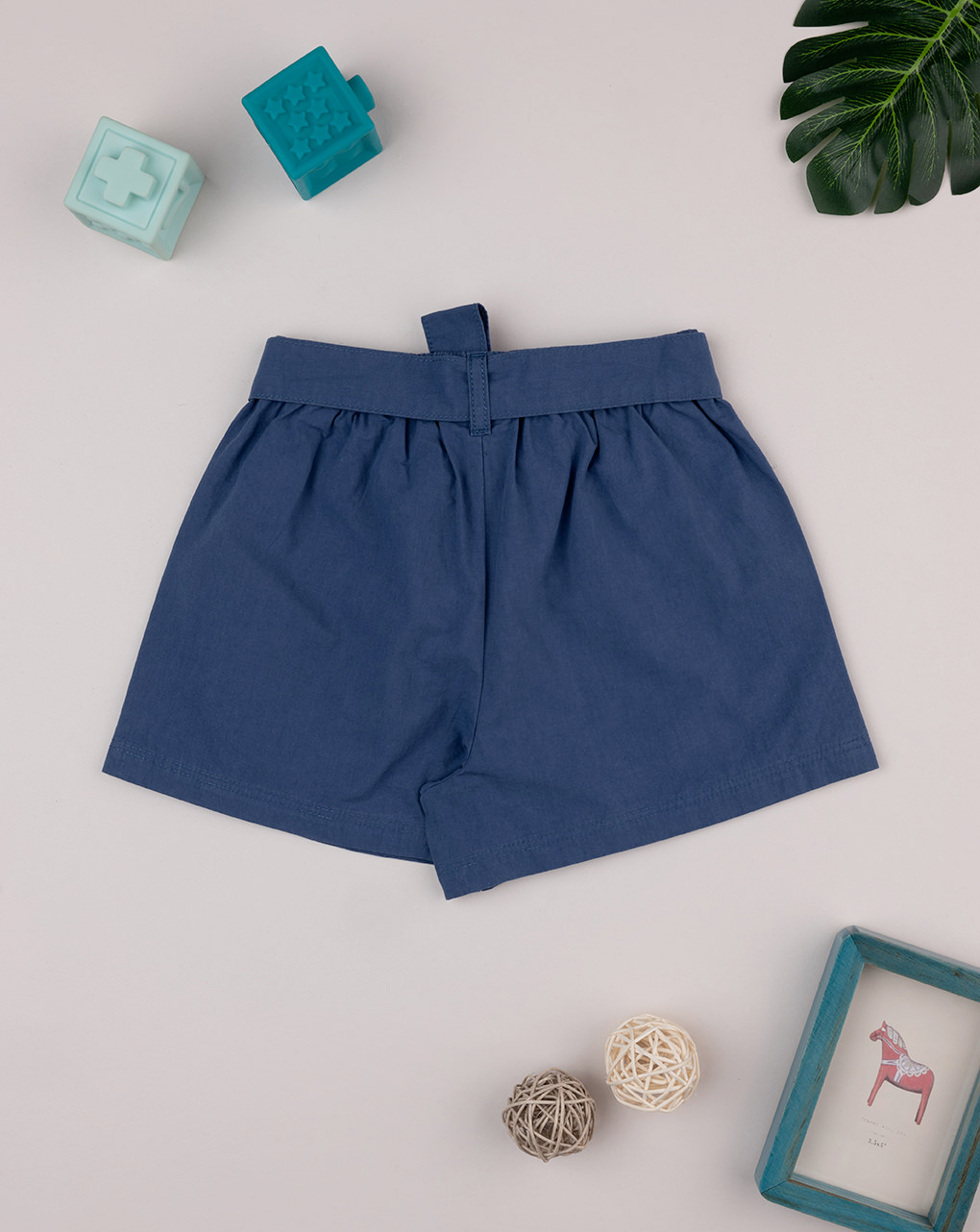 Short popeline bimba blu con fusciacca