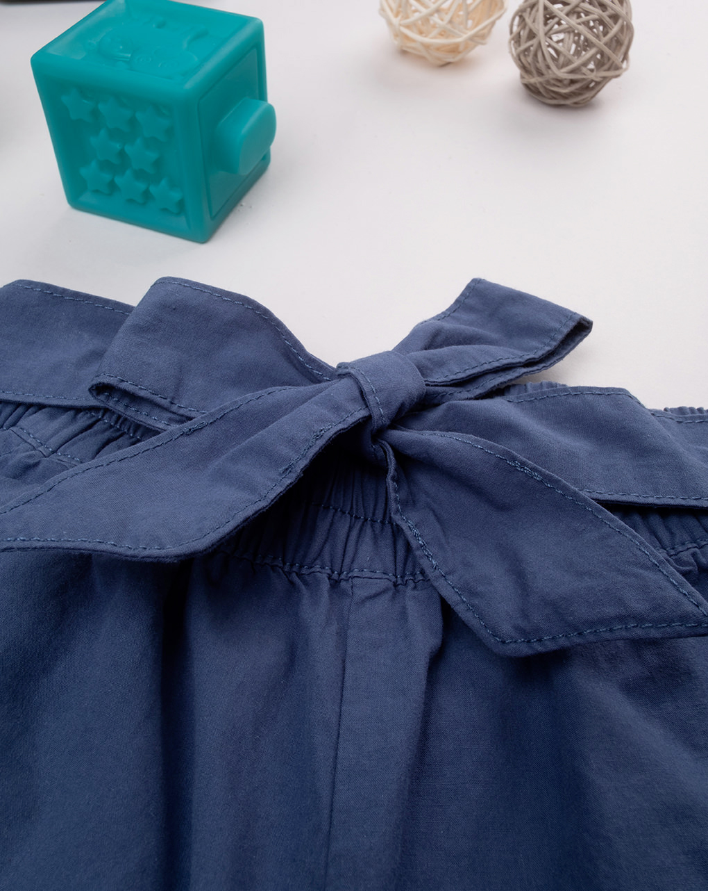 Short popeline bimba blu con fusciacca