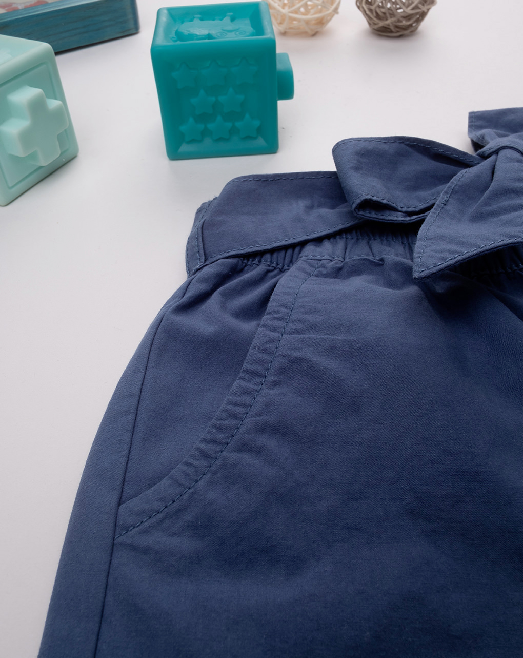 Short popeline bimba blu con fusciacca