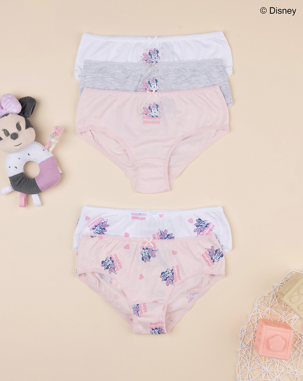 Pack 5 slip bambina disney minnie