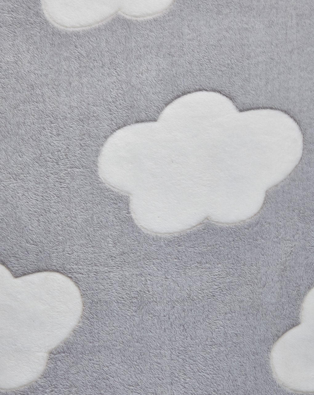 Coperta per culla in finta pelliccetta grigio con nuvole bianche