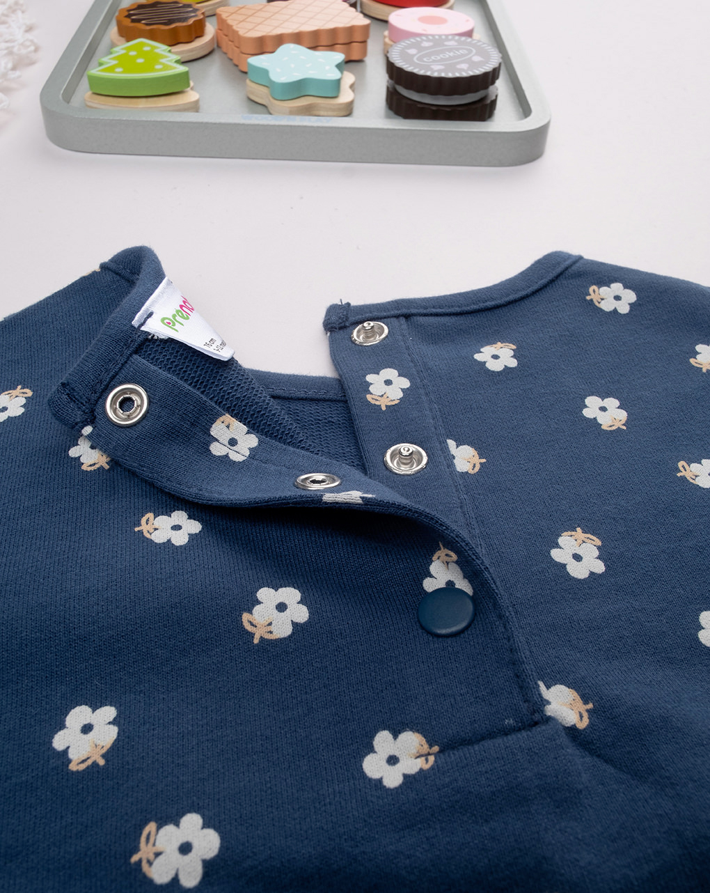 Maglia bimba blu fiori allover