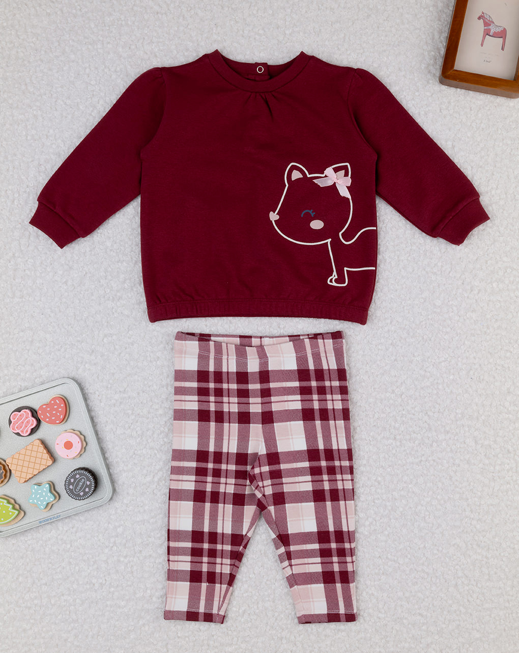Completo jogging felpato bimba bordeaux