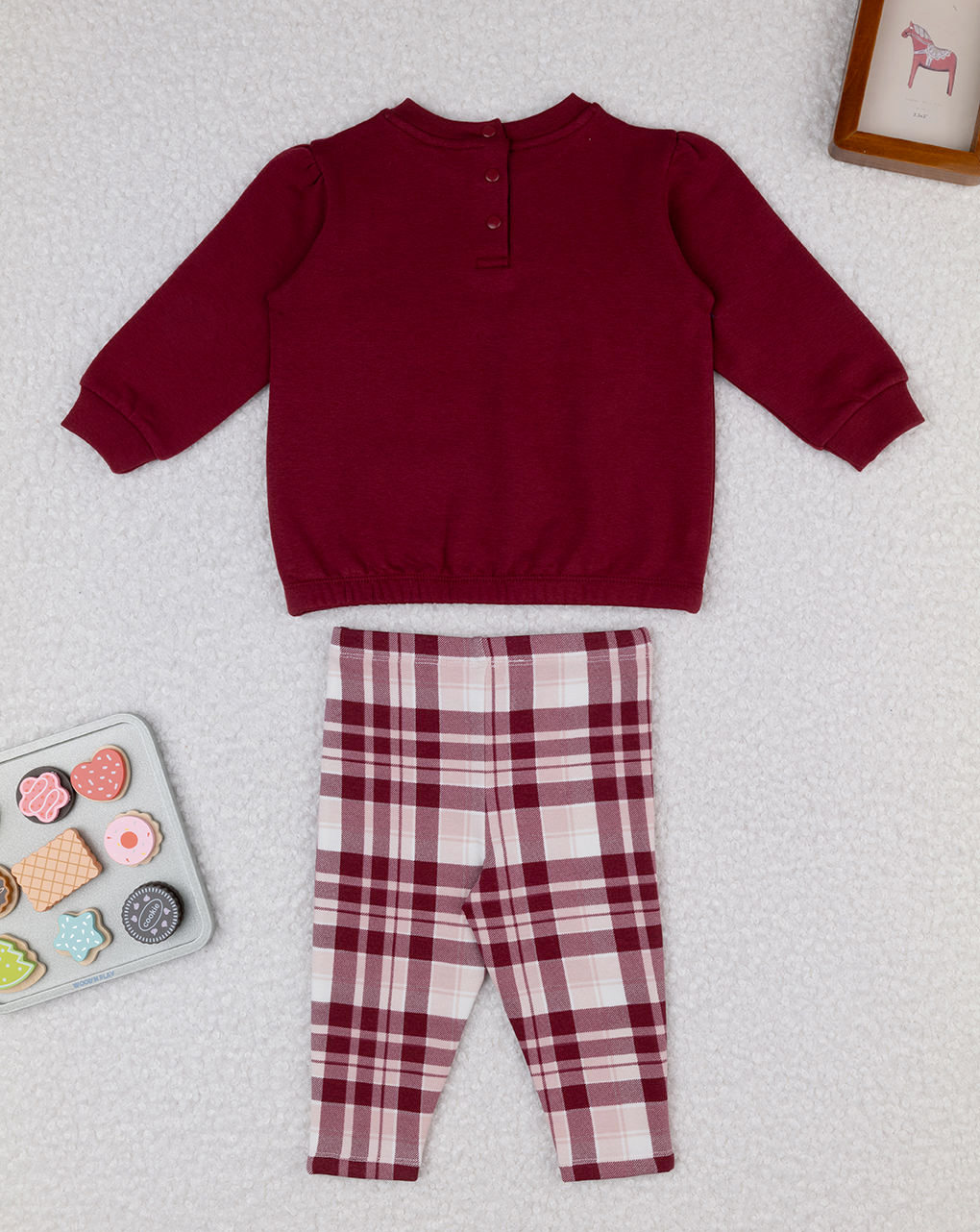 Completo jogging felpato bimba bordeaux