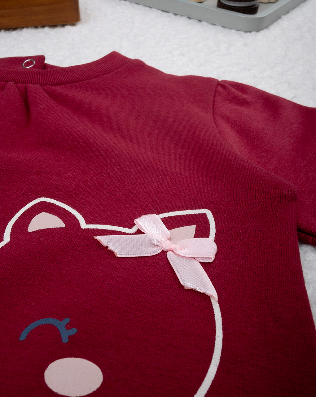 Completo jogging felpato bimba bordeaux
