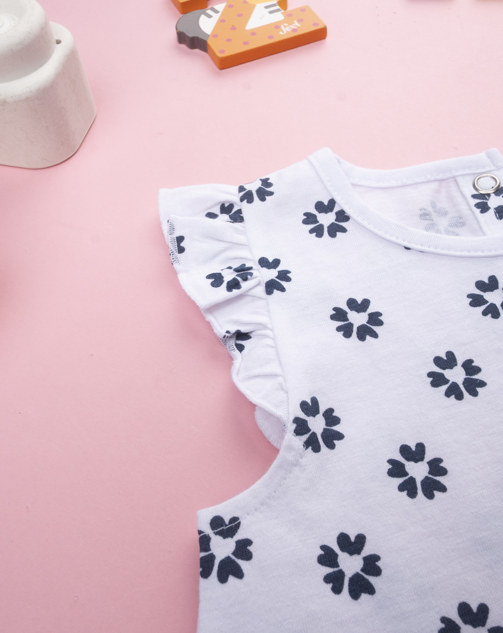 Canotta bimba bianca/blu fiori