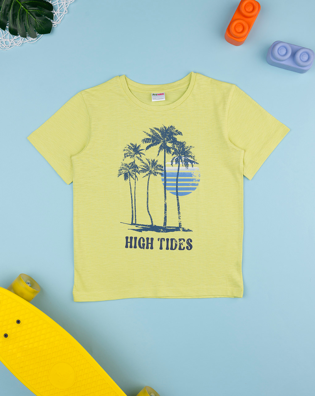 T-shirt bimbo verde stampa palme