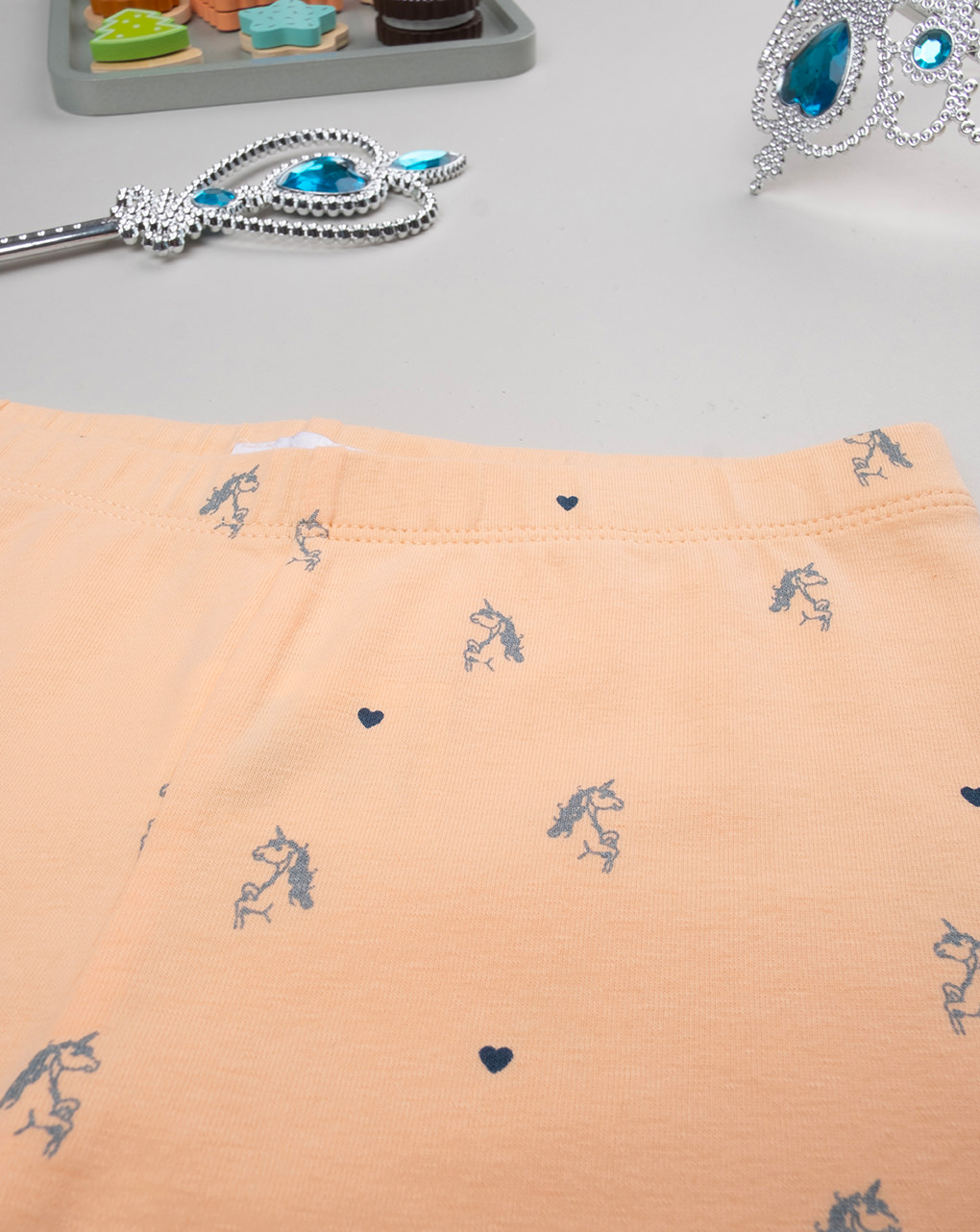 Legging bimba arancione unicorni allover