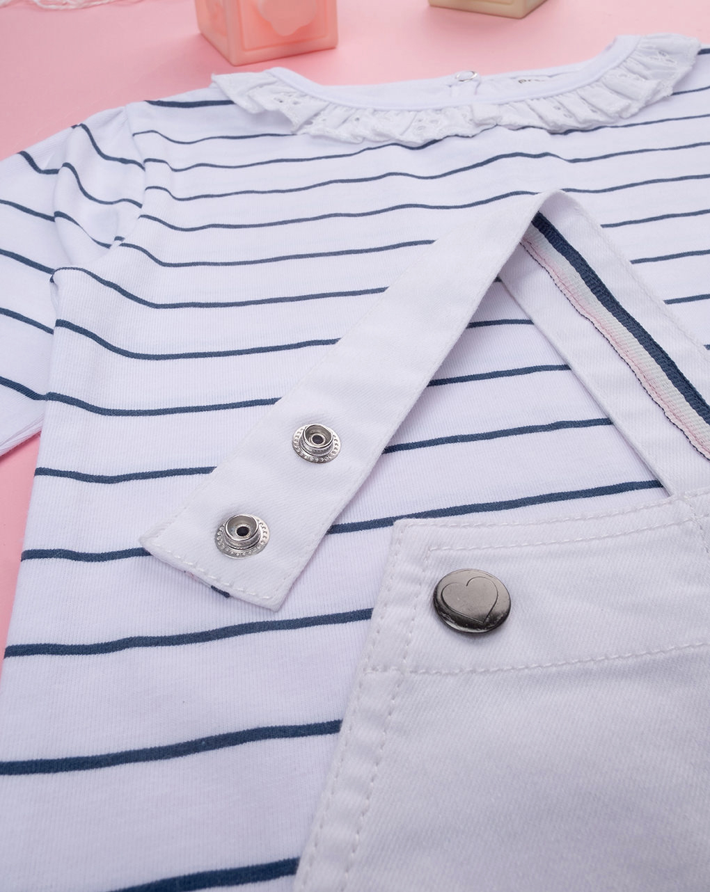 Completo bimba maglia righe + pinafore