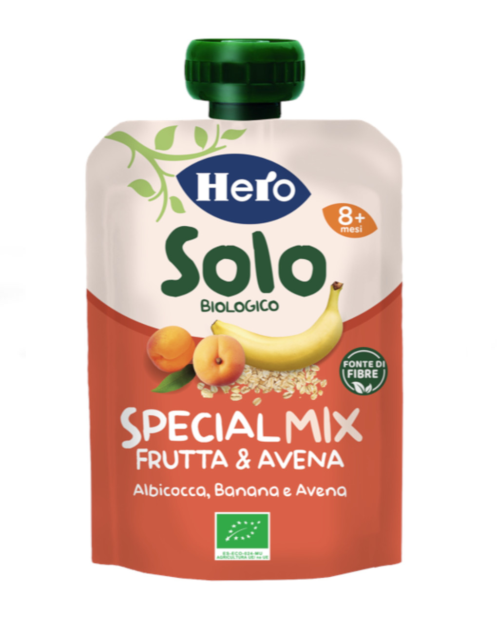 Pouch frutta &amp; avena con albicocca banana e avena 100 gr - hero solo