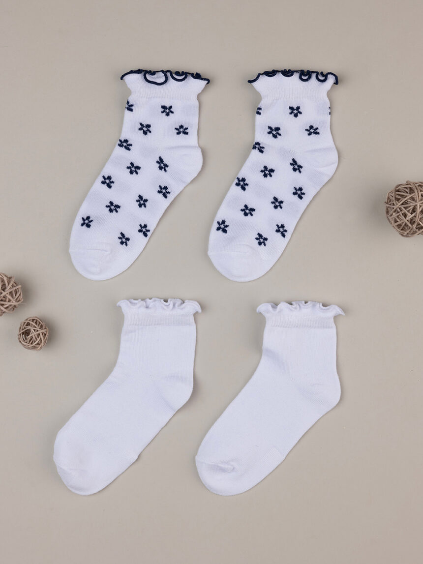 Pack 2 calze corte bimba bianco/blu
