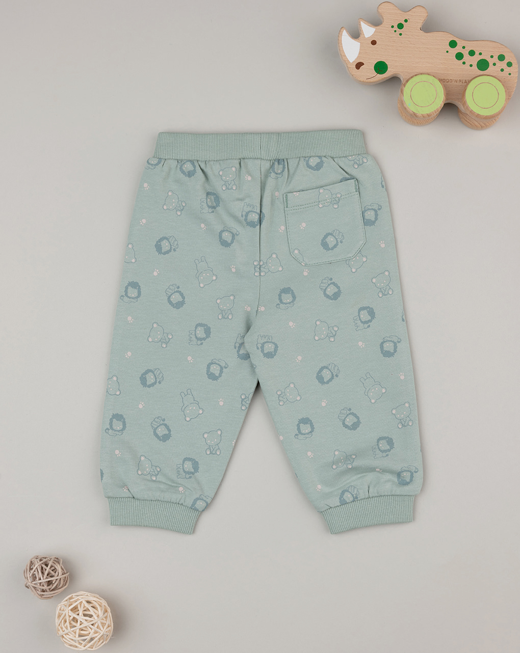 Pantalone bimbo verde animali allover