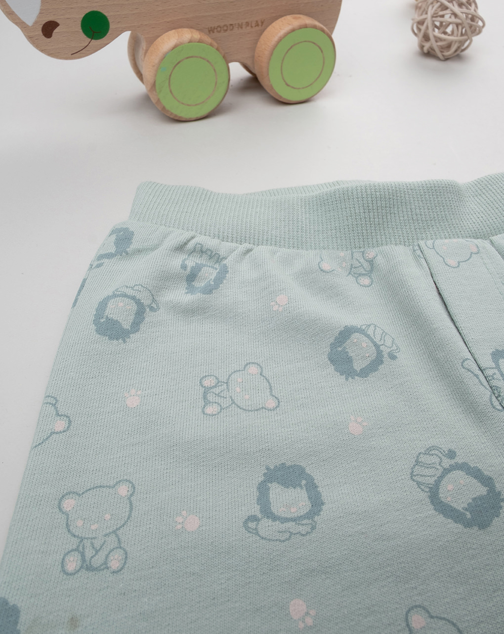 Pantalone bimbo verde animali allover