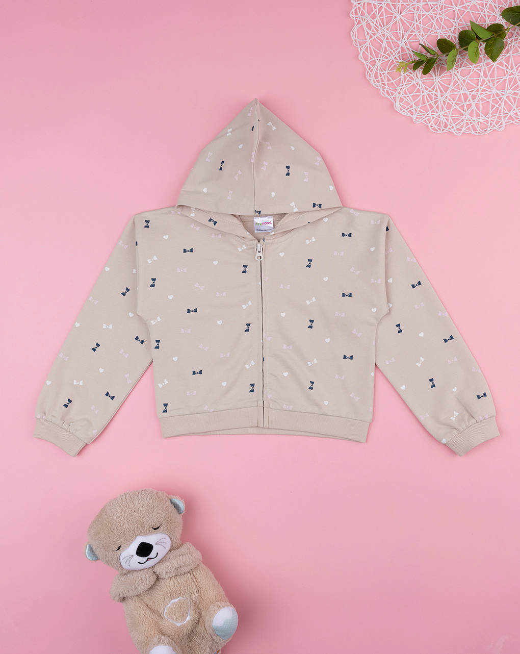 Felpa bimba beige fiocchi allover