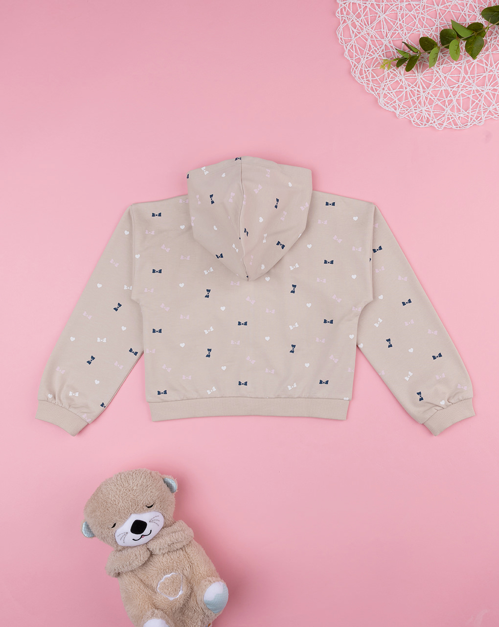 Felpa bimba beige fiocchi allover