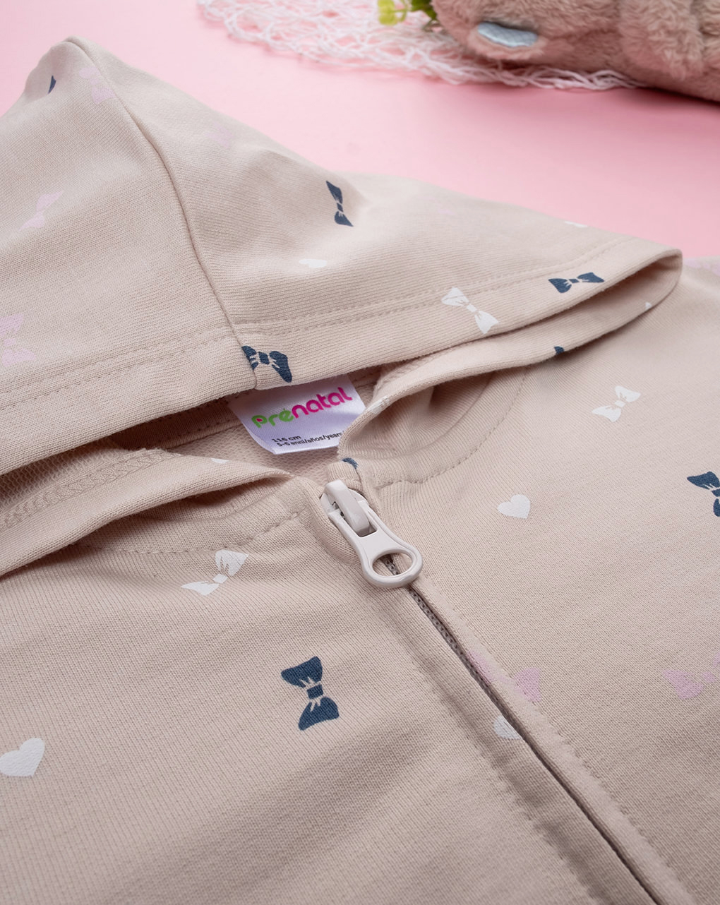 Felpa bimba beige fiocchi allover