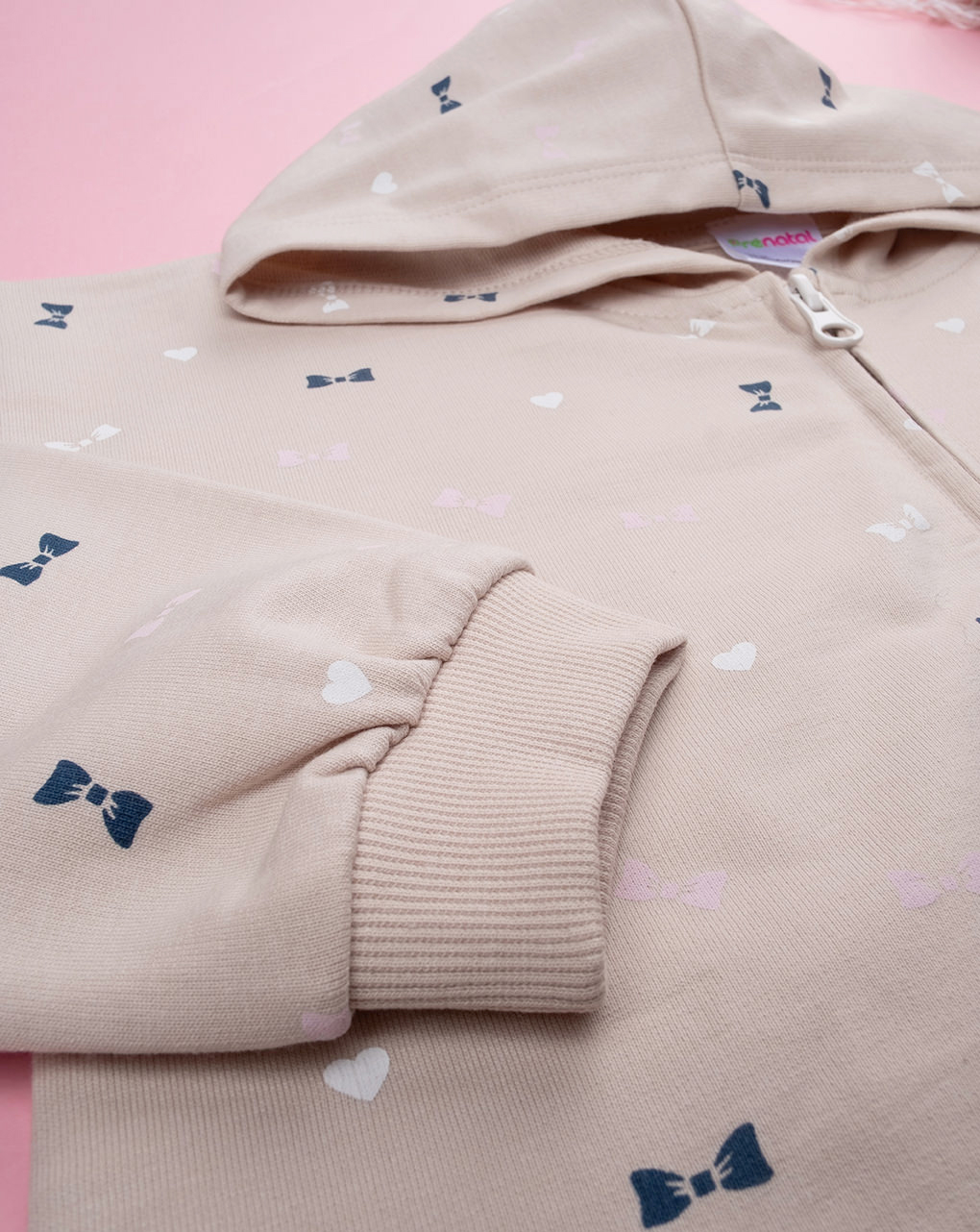 Felpa bimba beige fiocchi allover