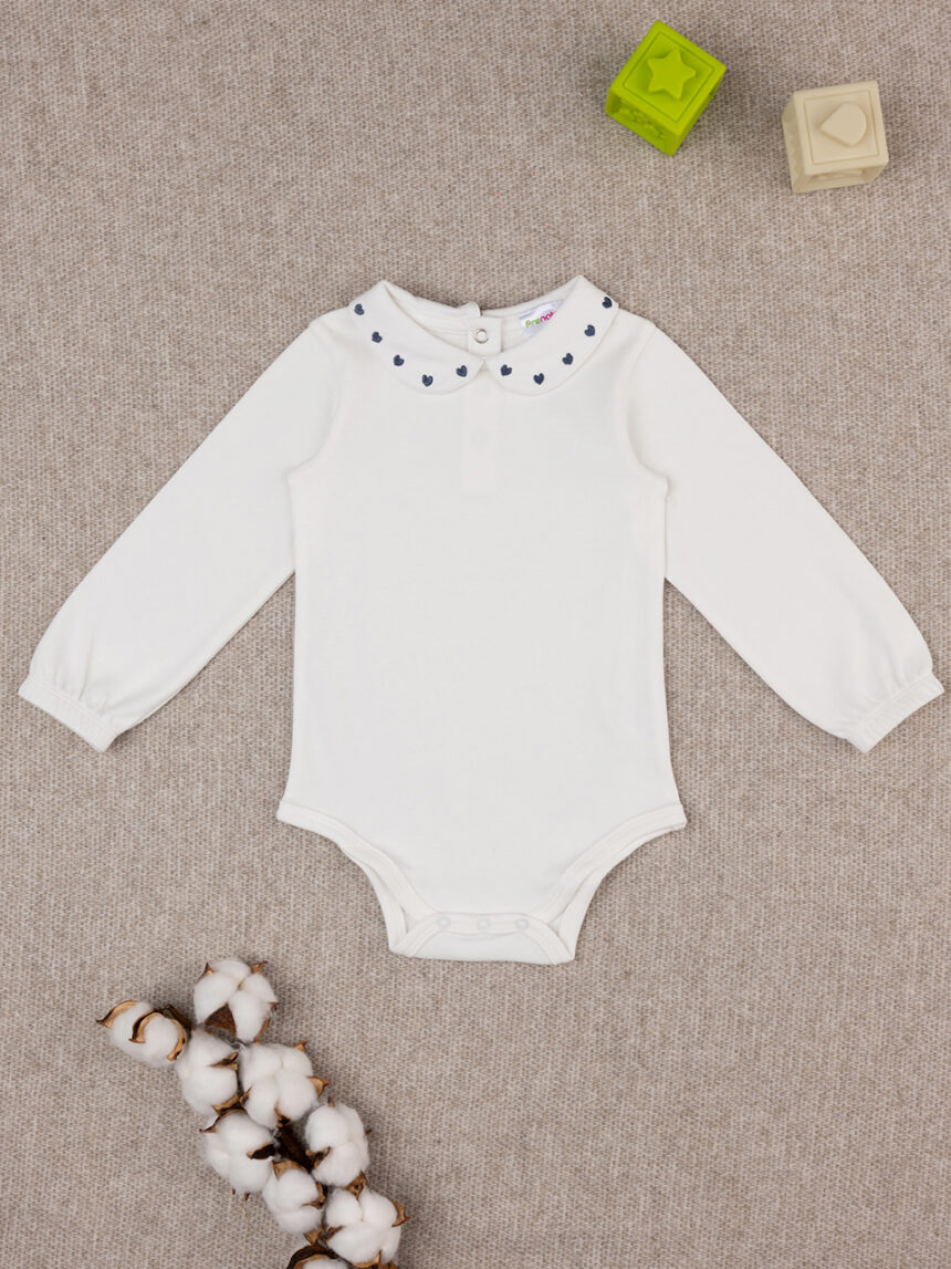 Body bimba bianco ricamato