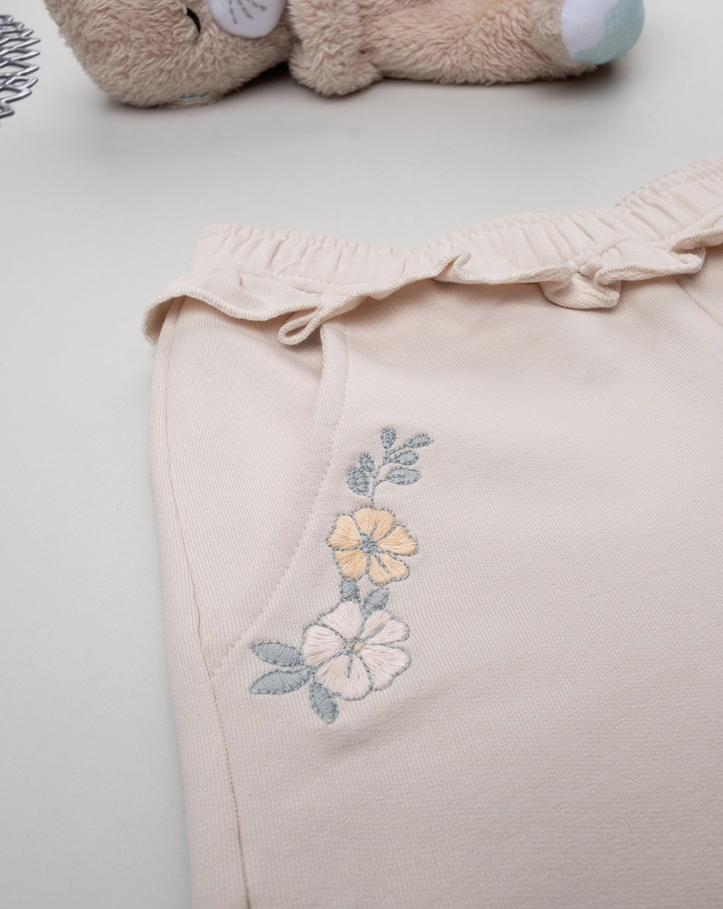 Pantalone lungo beige bambina fiori