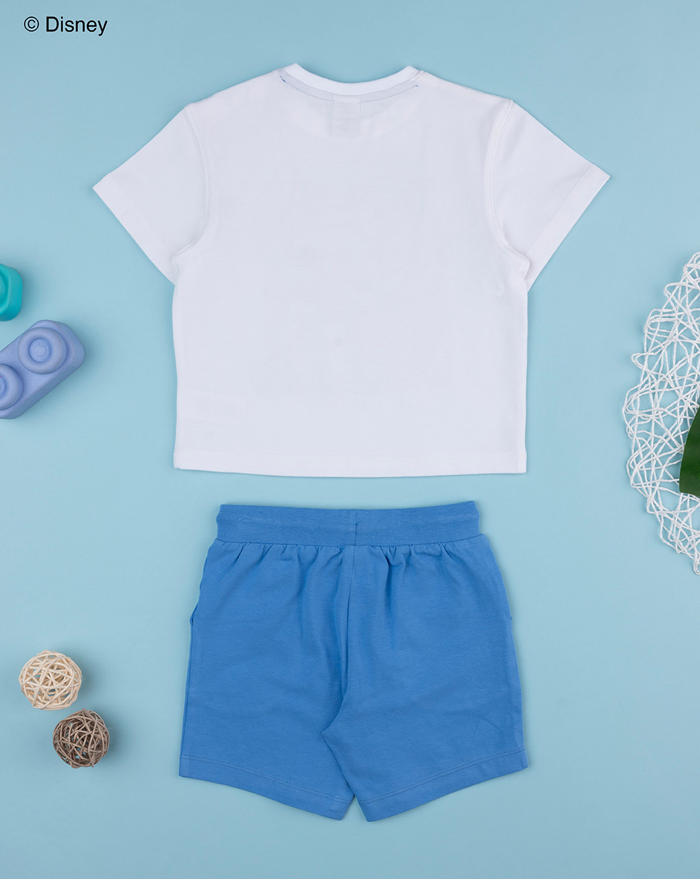 Completo bimbo stitch bianco/blu
