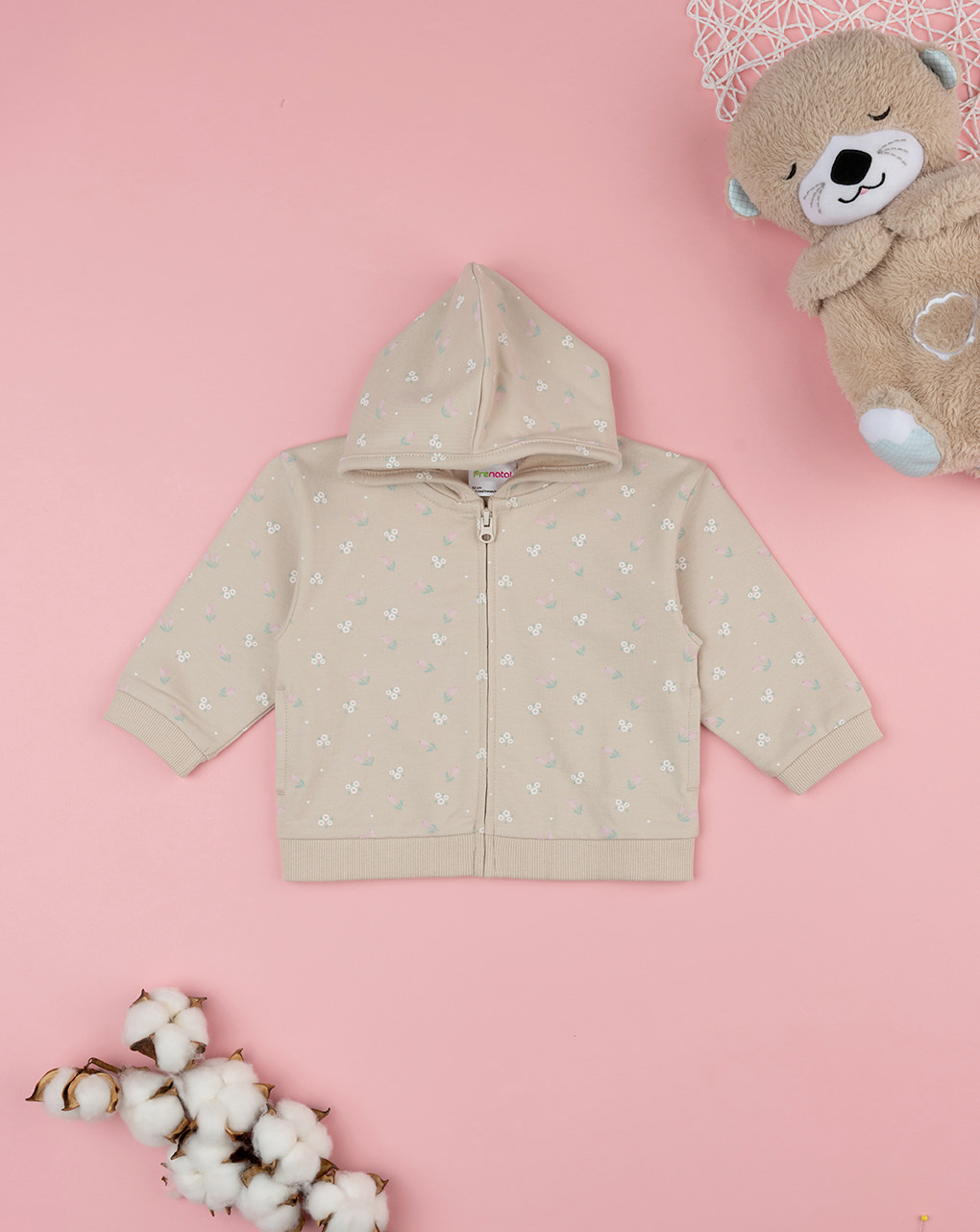 Felpa bimba marrone fiori allover