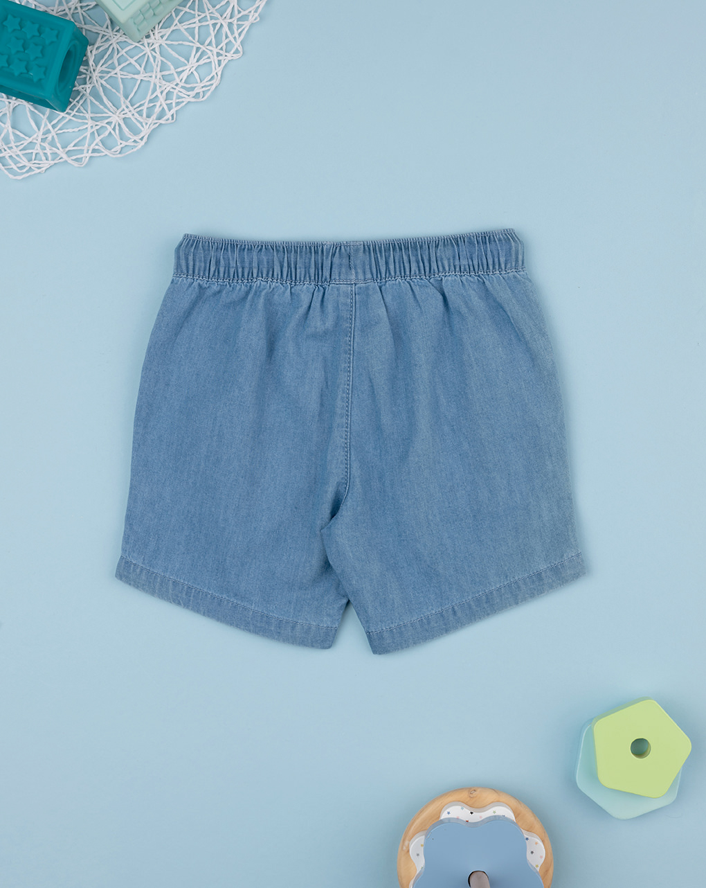 Bermuda bimbo blu denim con tasche