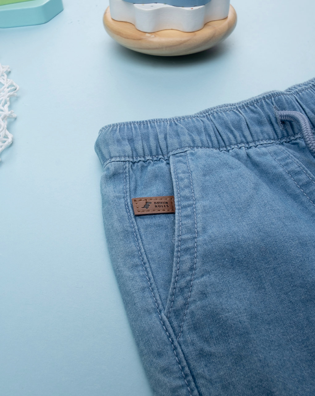 Bermuda bimbo blu denim con tasche
