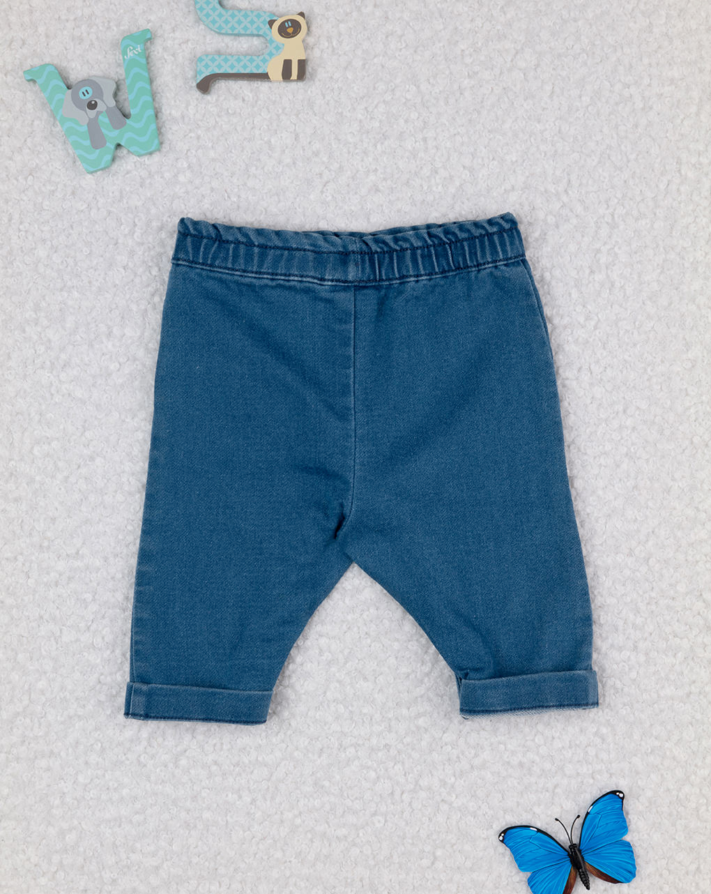 Pantaloni denim bimba con ricami