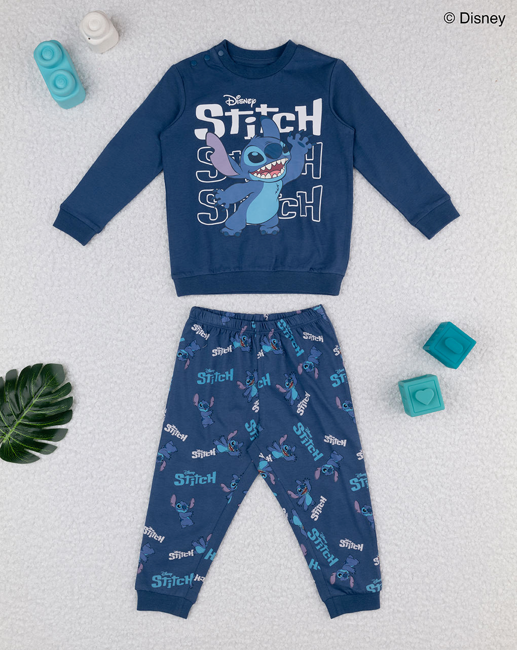 Pigiama lungo bimbo blu "stitch"