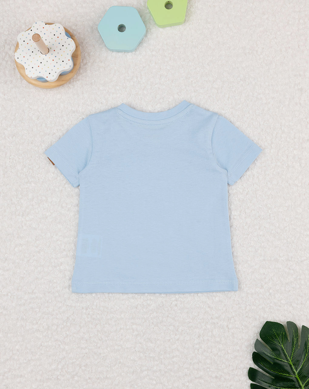 T-shirt bimbo azzurra/bianca orso