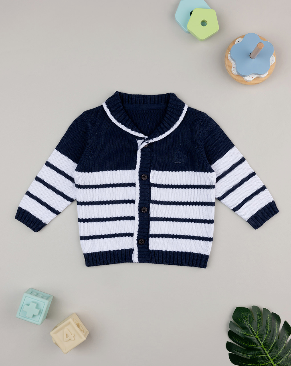 Cardigan bimbo blu/bianco