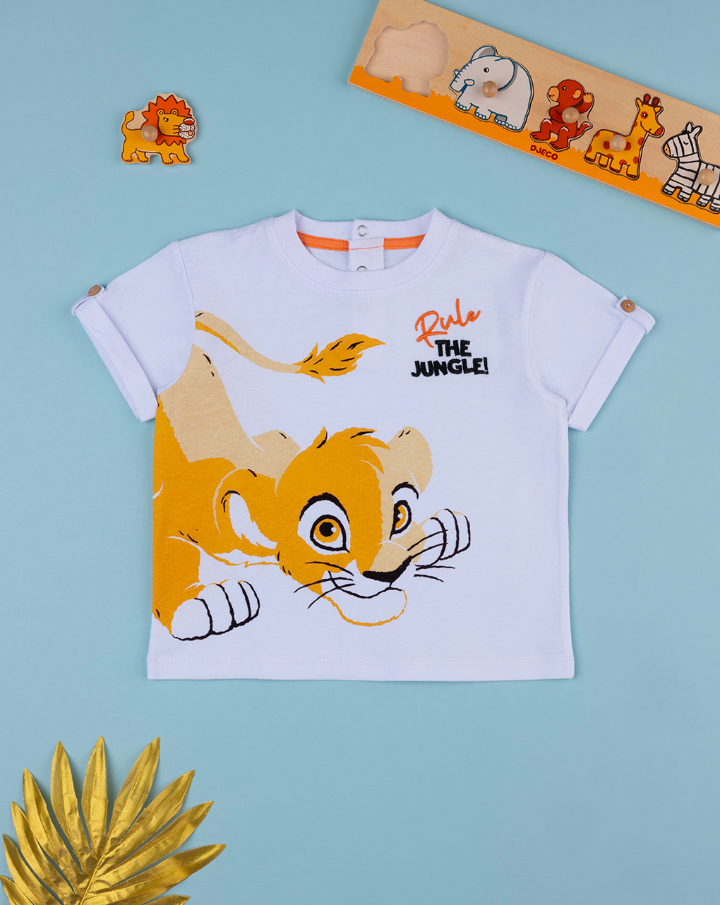 T-shirt bimbo re leone bianca